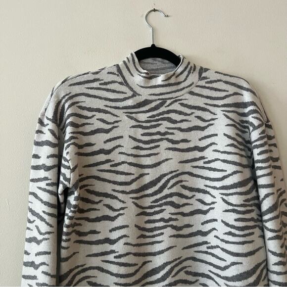 Anthropologie Lizzie Mock Neck Zebra Sweater - Picture 3 of 5